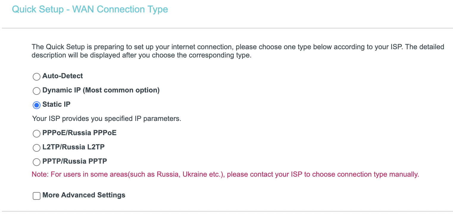 TP-Link Static IP